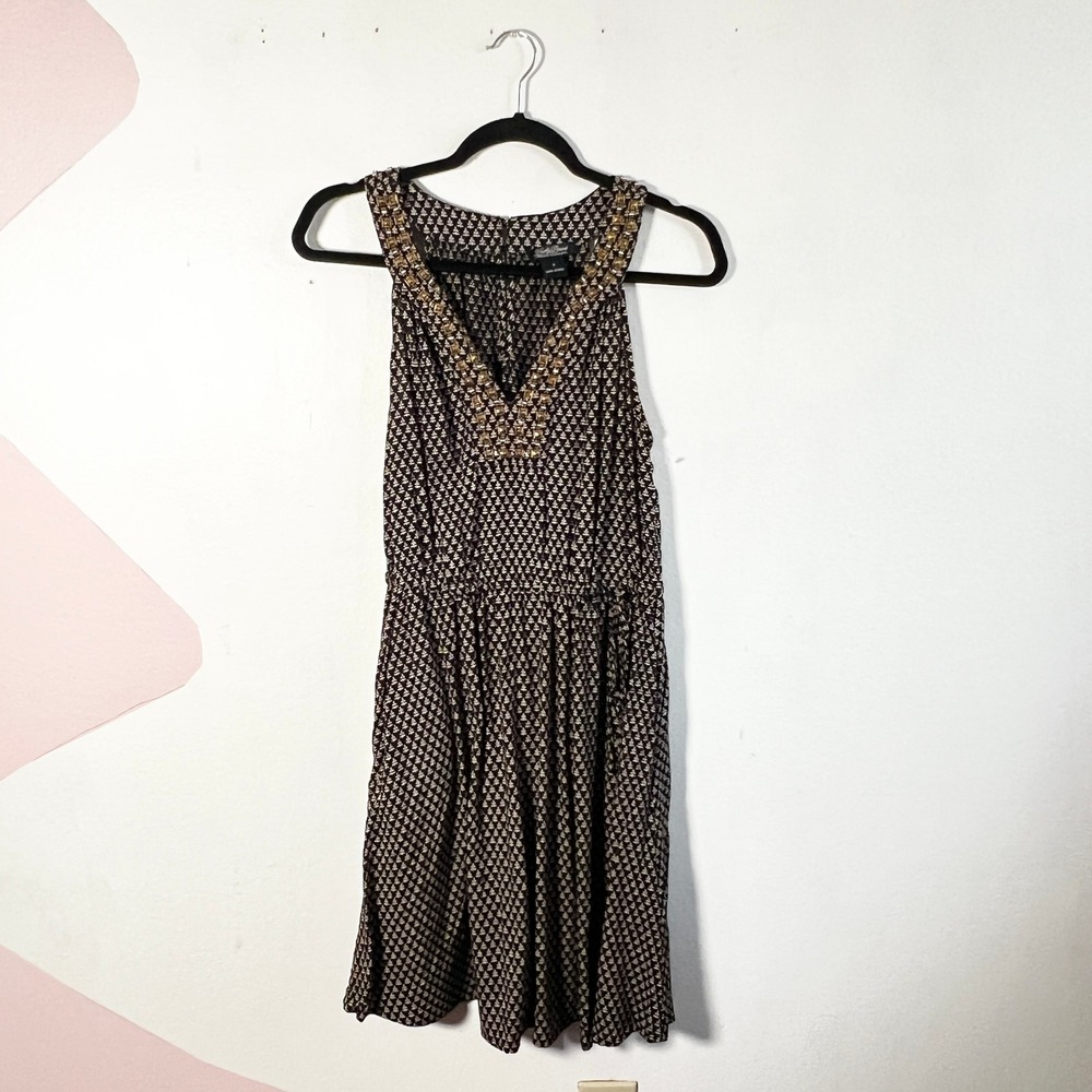 Lucky Brand Mini Dress Women's‎ Small Navy Blue Embellished Sleeveless Boho